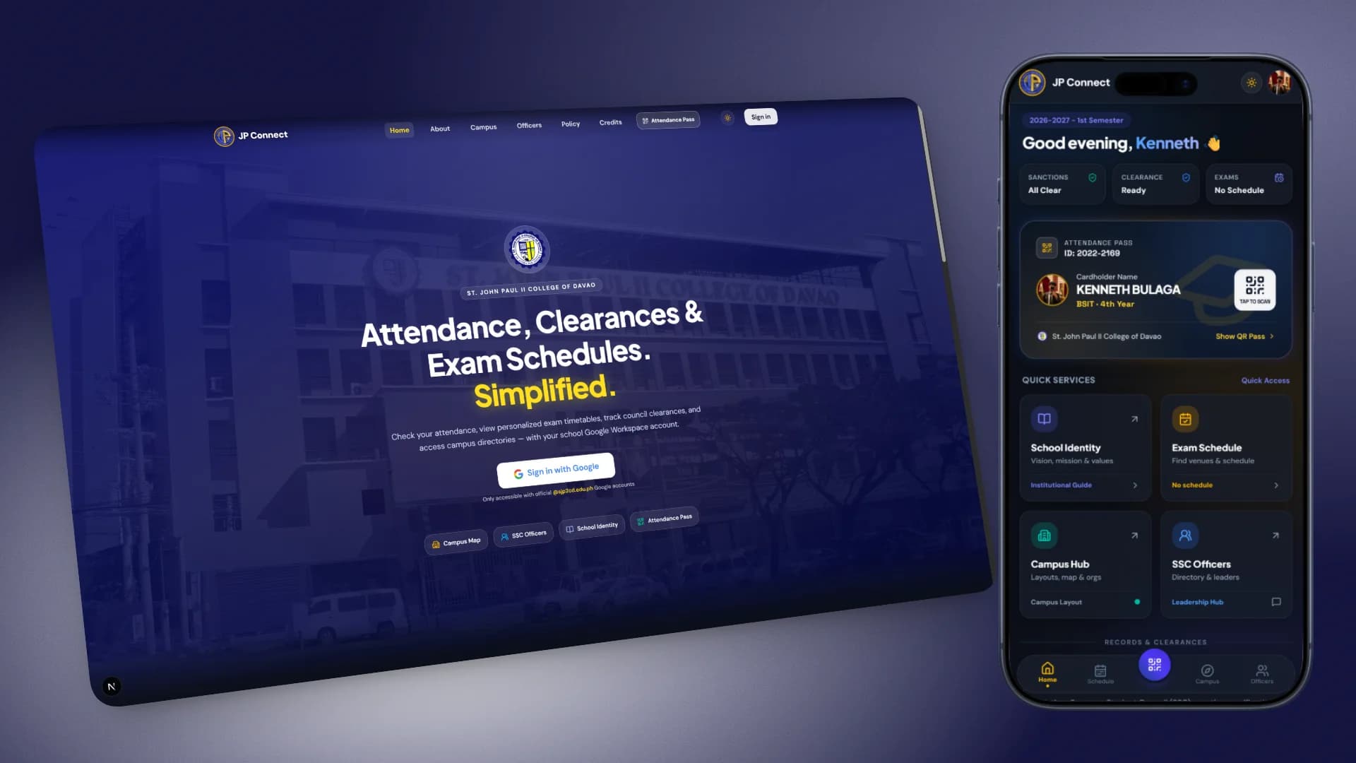 JP Connect — Landing & Student