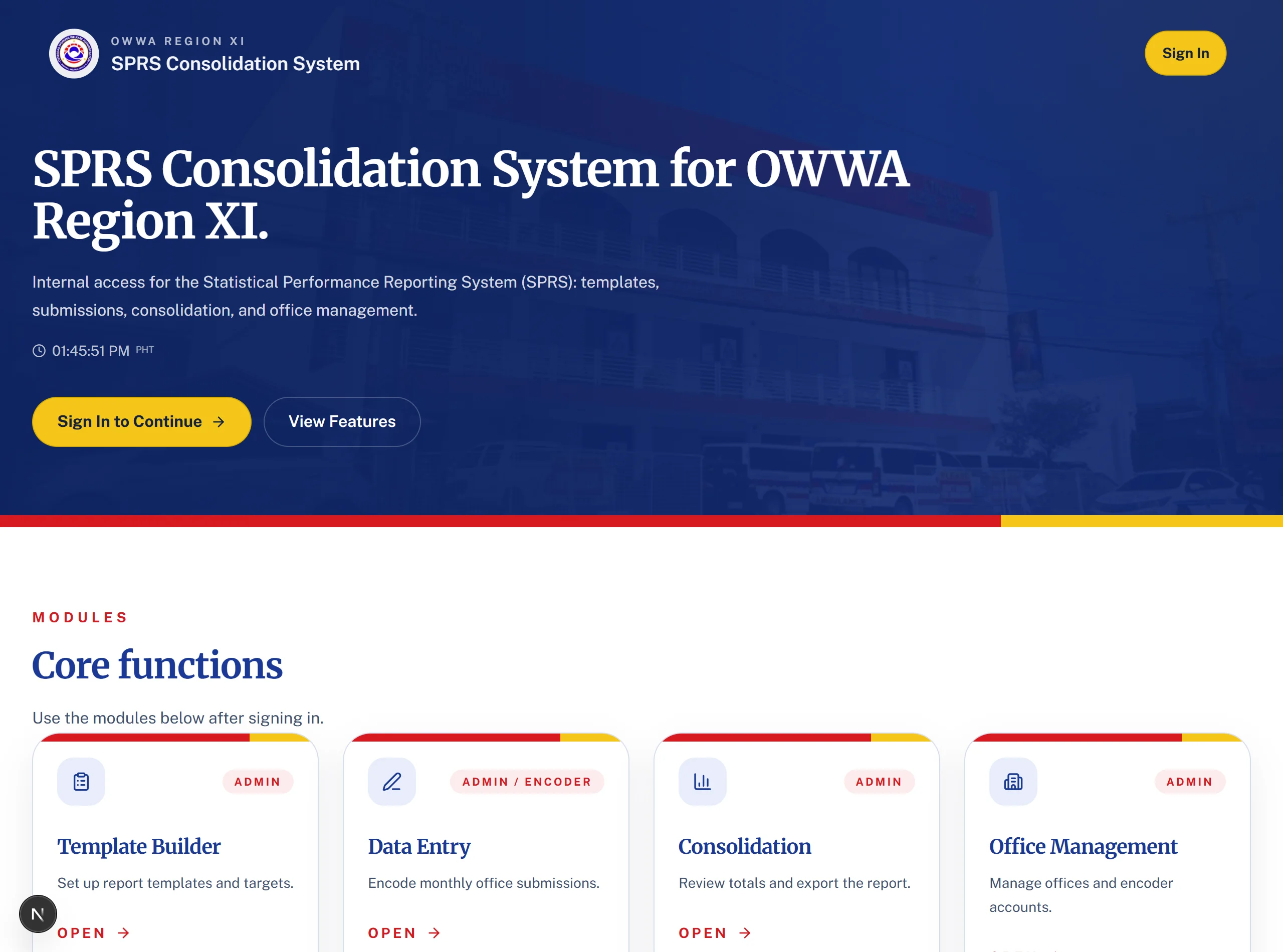 OWWA SPRS Platform — Public Landing